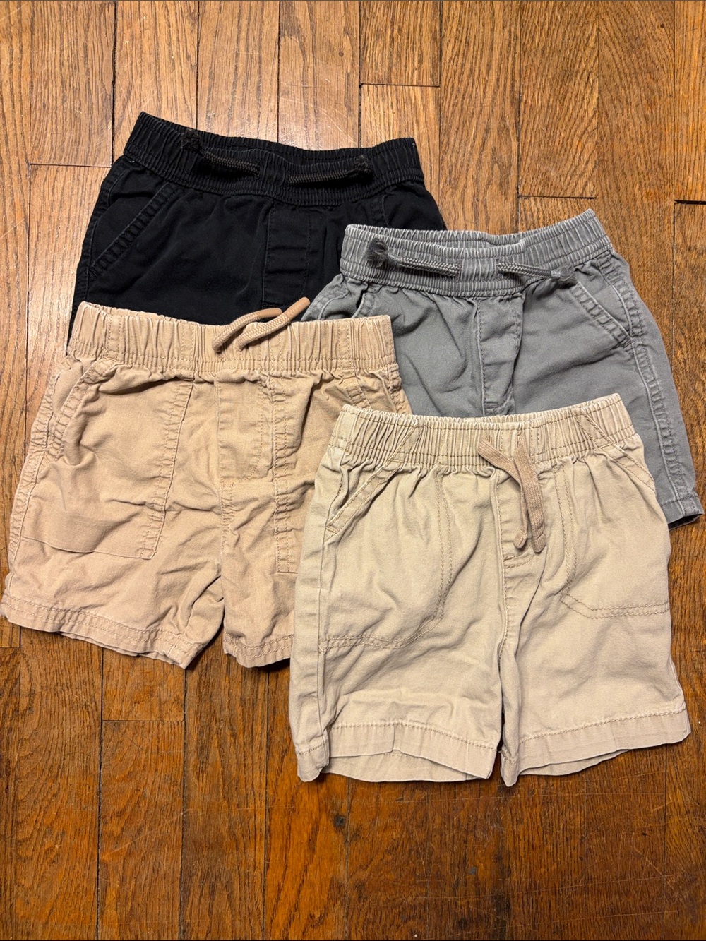Kids Elastic-Waist Summer Shorts - Black, Gray, Tan